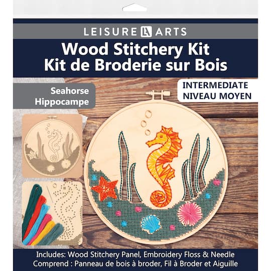 Leisure Arts&#xAE; Intermediate Seahorse Wood Stitchery Kit